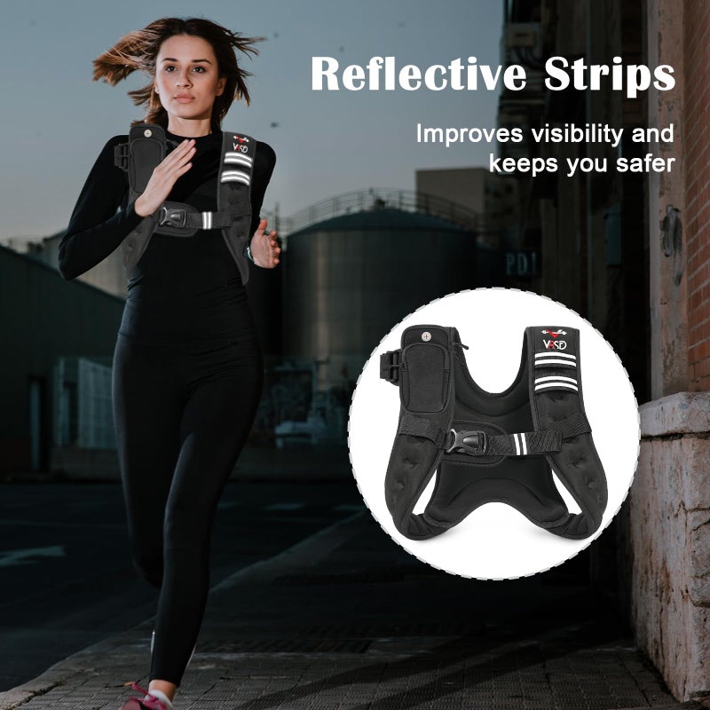 VBSD Weighted Vest for Women Men  12lb Weight Vest with Reflective Stripe  Body Weight Vests Adjustable for Strength Training  Running  Walking  Workout  Jogging  Fitness - Image 3
